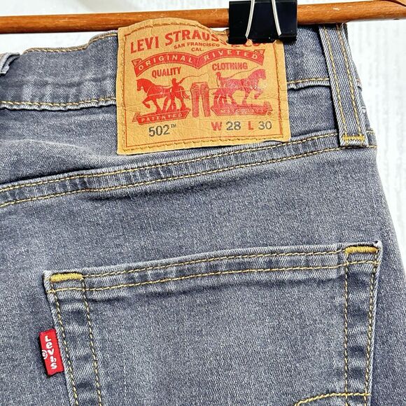 Vintage Levis 502 Jeans Mens Straight 28x30 Light Gray skater Button Fly Stretch - Picture 9 of 16